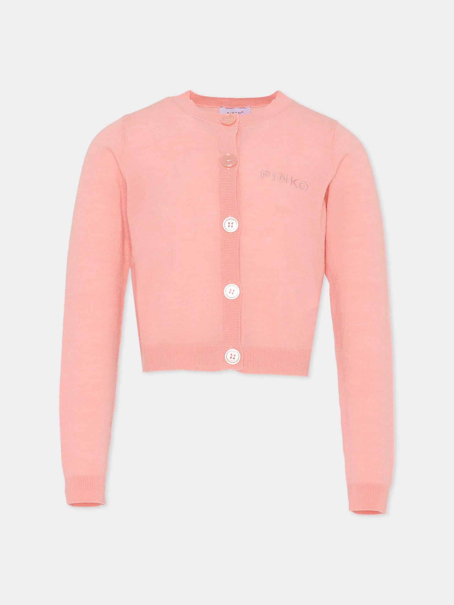 Cardigan rosa per bambina con logo,Pinko,KFMA015.C.FL084.C039