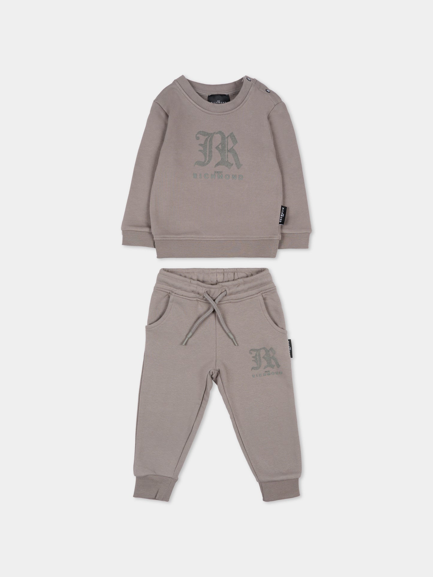 Completo grigio per neonati con logo,Richmond,RIA25016CF GREY STEEL