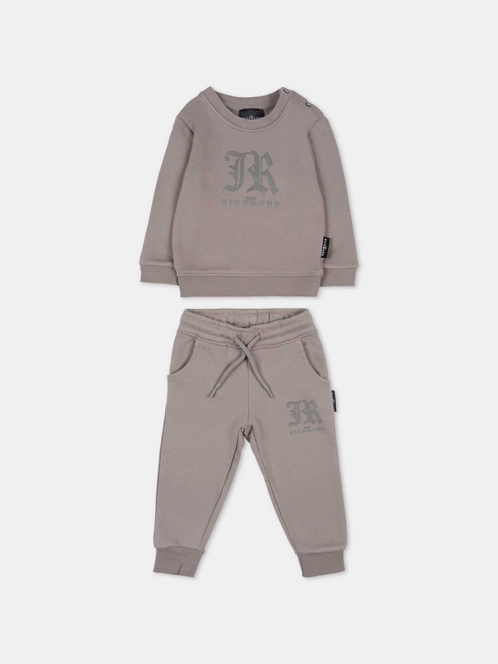 Completo grigio per neonati con logo,Richmond,RIA25016CF GREY STEEL