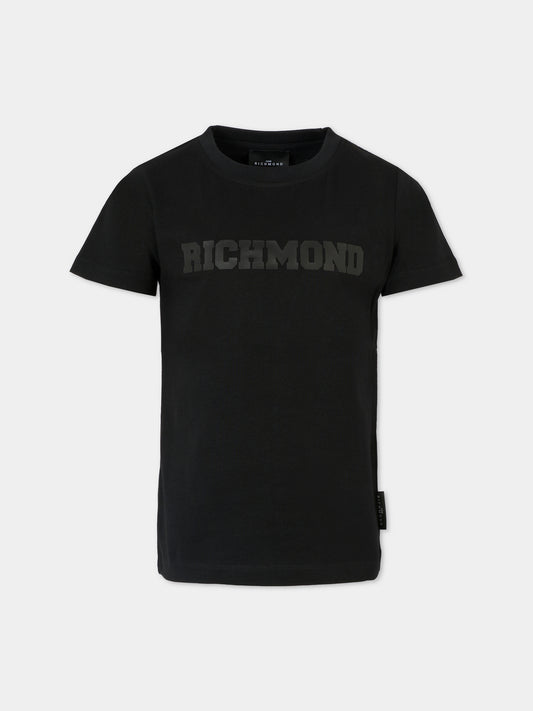 T-shirt nera per bambino con logo,Richmond,RBA25115TS BLACK