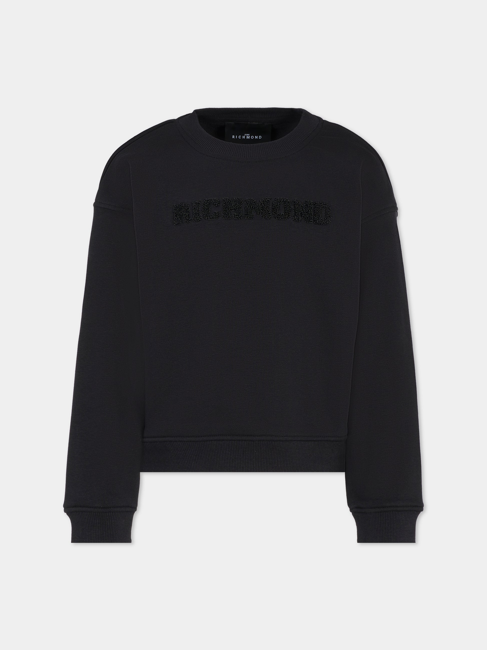 Felpa nera per bambini con logo,Richmond,RBA25236FE BLACK