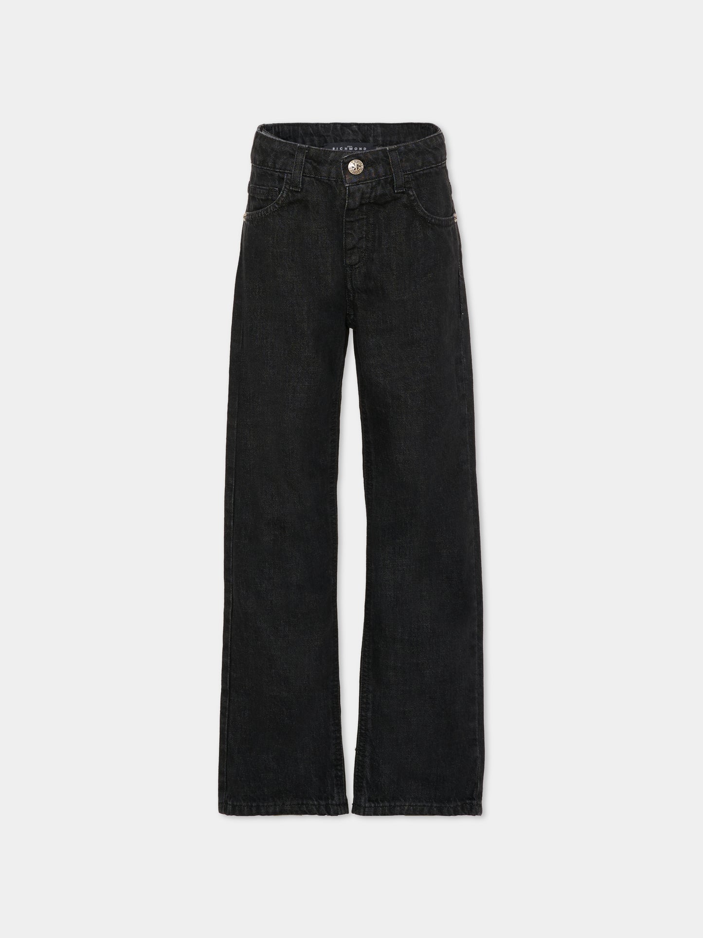 Jeans neri per bambino con logo,Richmond,RBA25226JE DENIM BLACK
