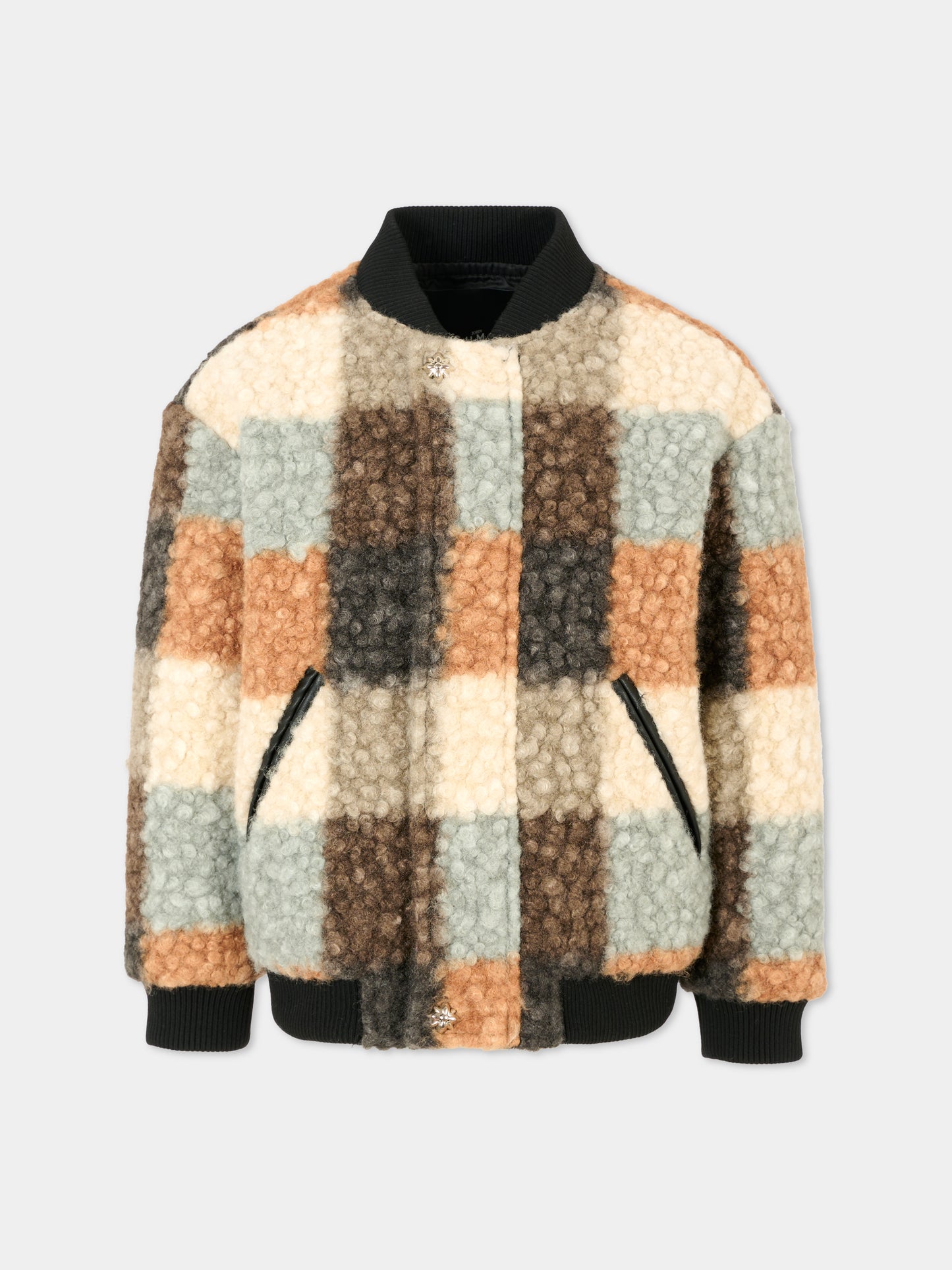 Bomber multicolor per bambino con logo,Richmond,RBA25109GB TEDDY CHECK