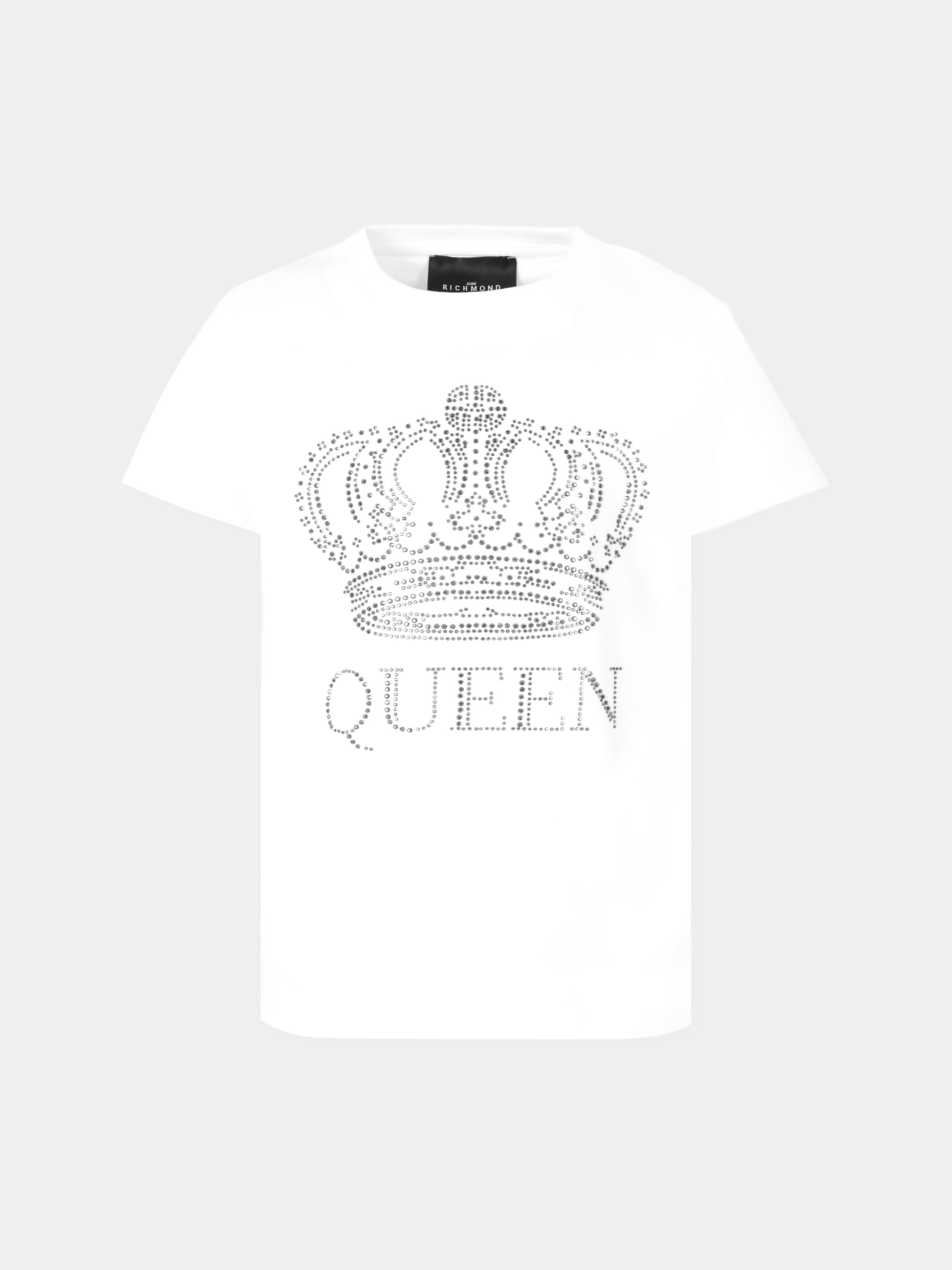 T-shirt bianca per bambina con corona,Richmond,RGA25051TS WHITE