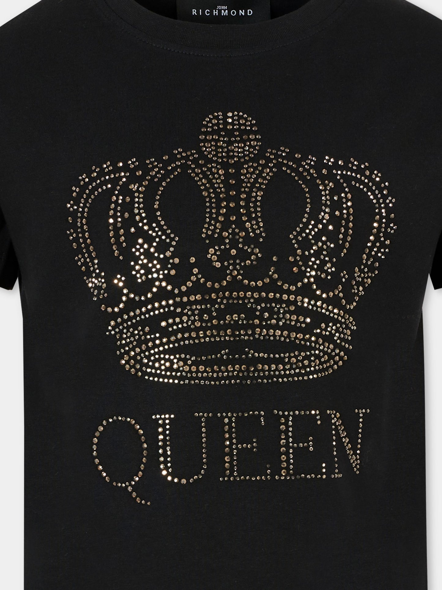 T-shirt nera per bambina con corona,Richmond,RGA25051TS BLACK