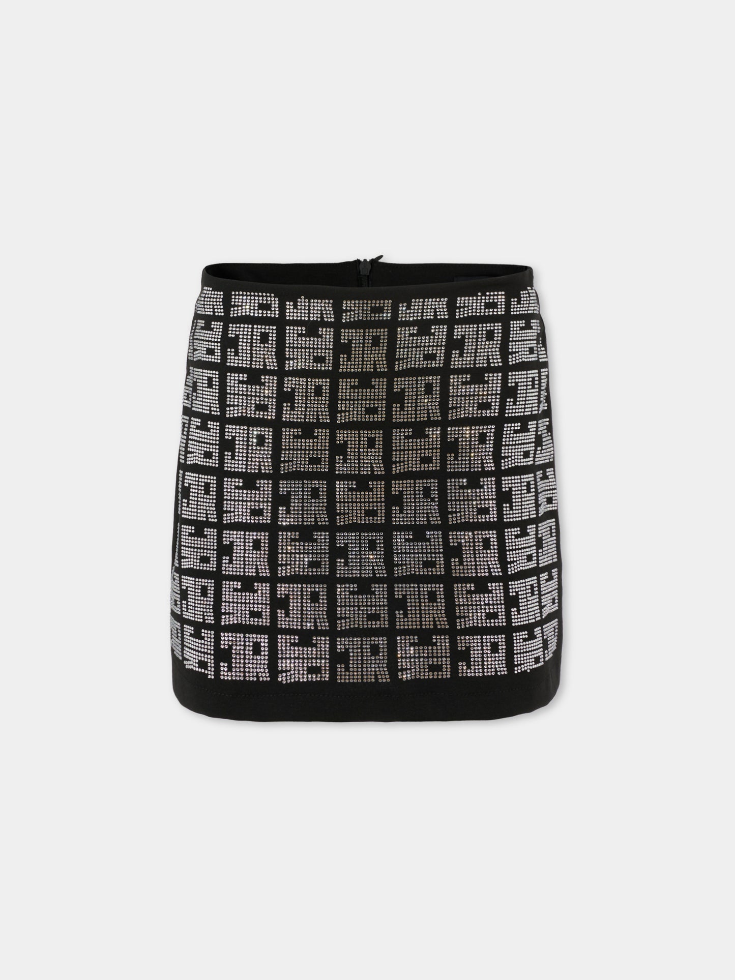 Gonna nera per bambina con logo di strass,Richmond,RGA25190GO BLACK