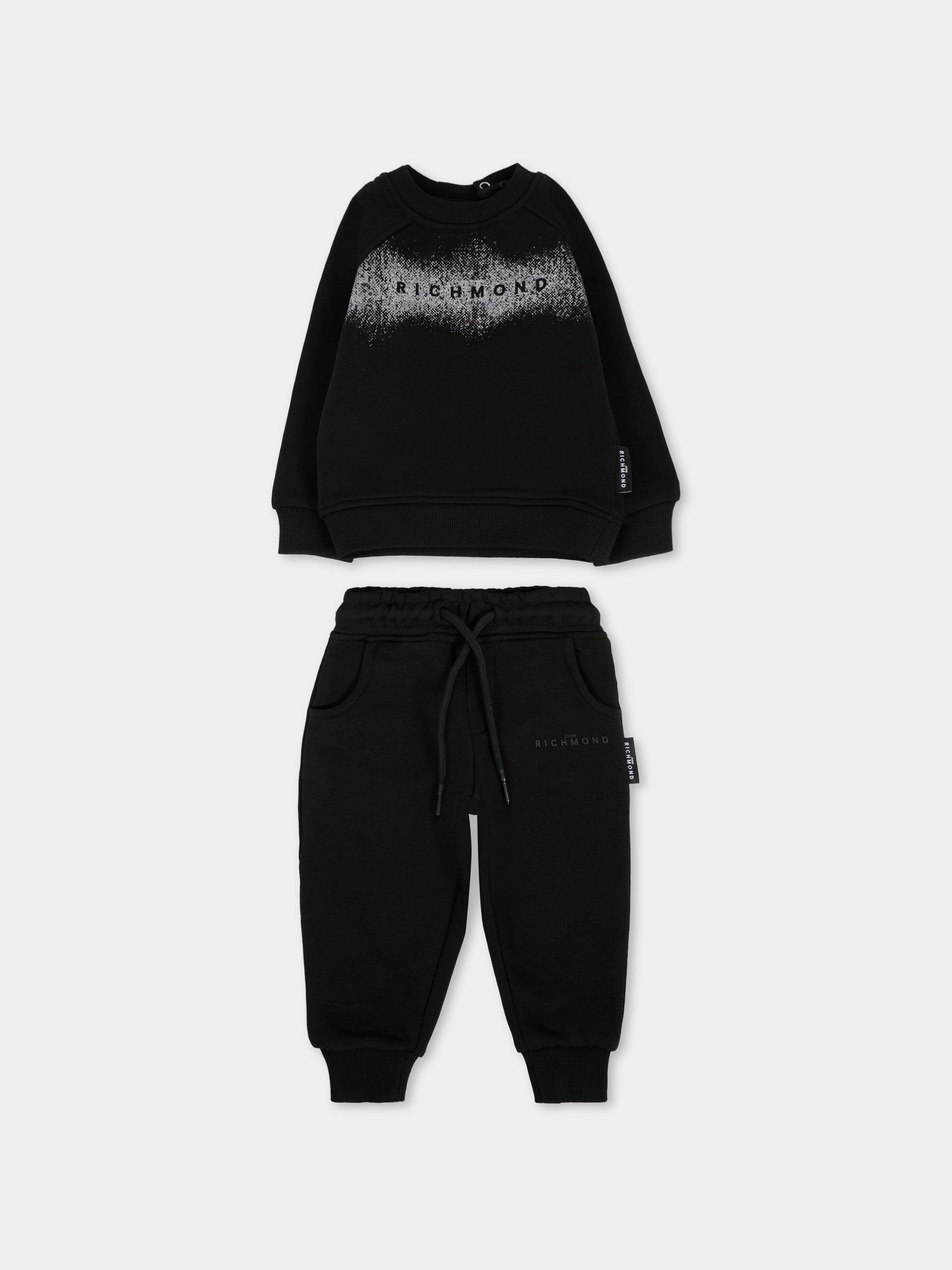 Completo nero per neonata con logo,Richmond,RIA25018CF BLACK