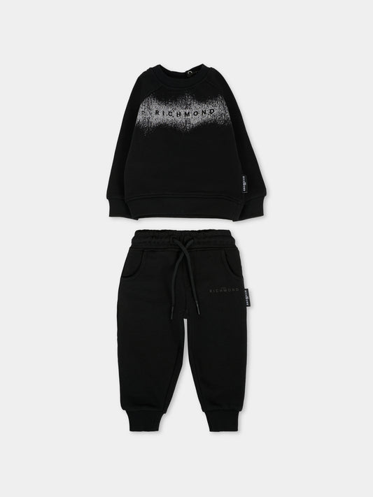 Completo nero per neonata con logo,Richmond,RIA25018CF BLACK