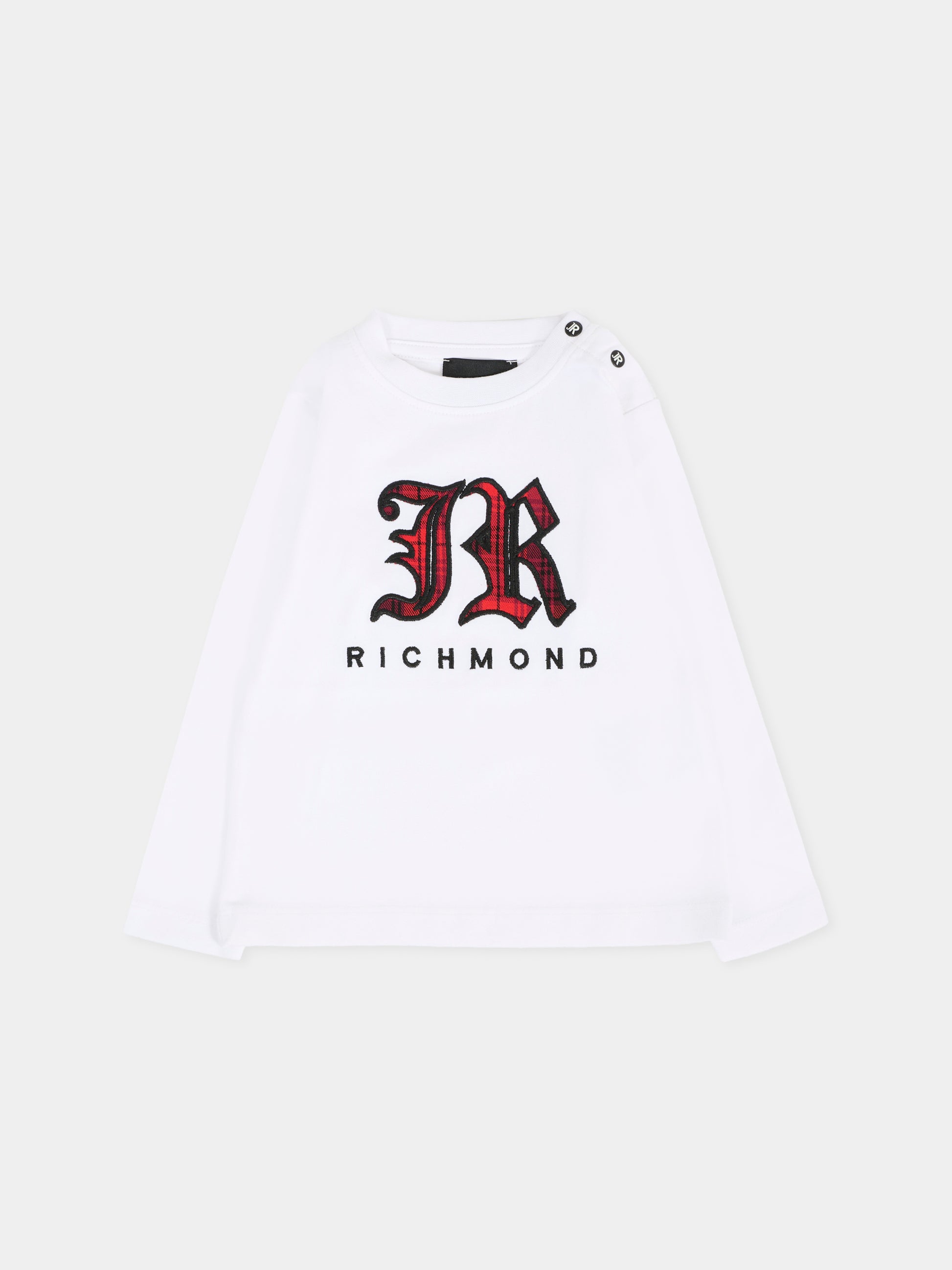 T-shirt bianca per neonato con logo ricamato,Richmond,RIA25035TS WHITE