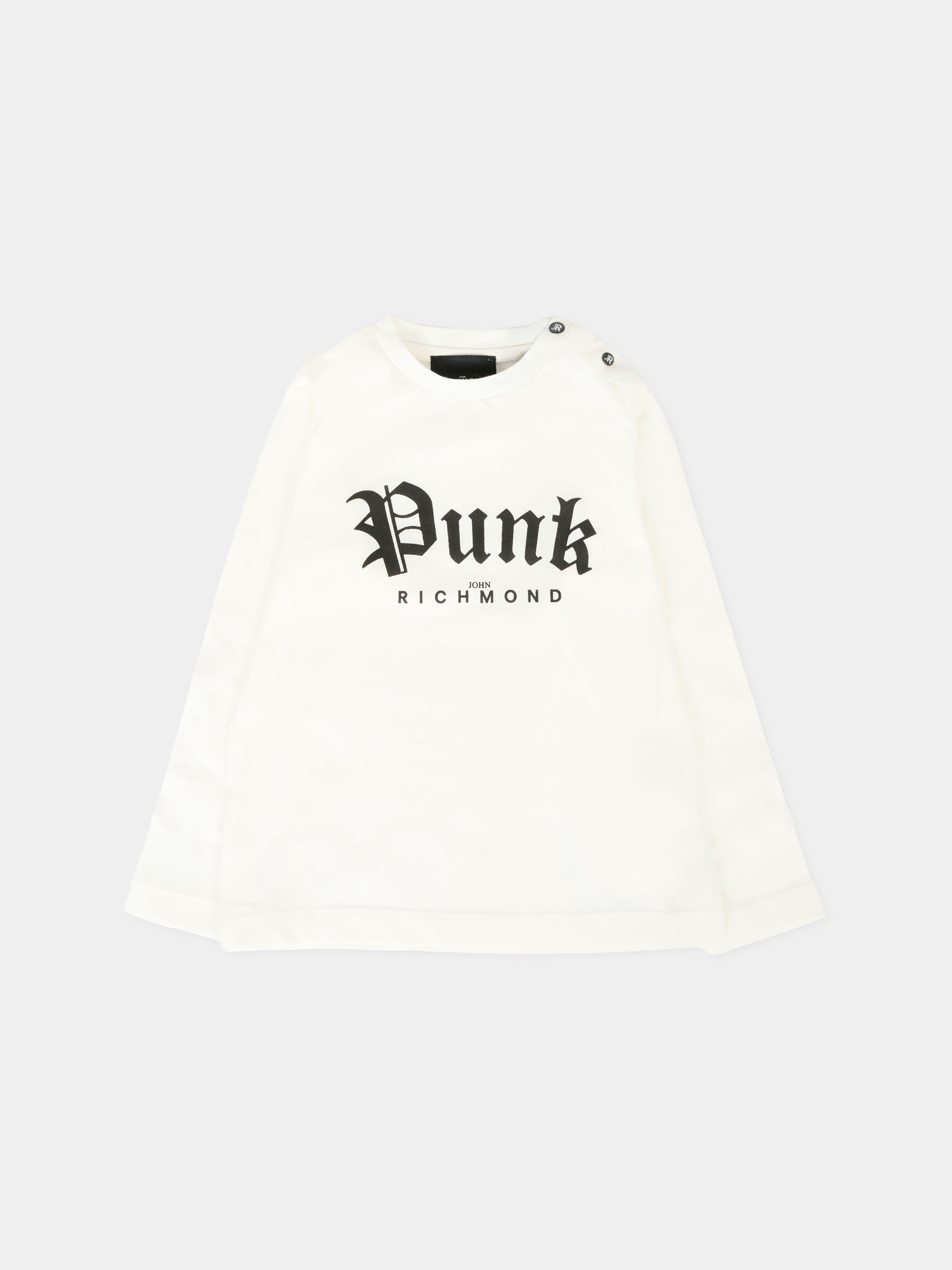 T-shirt bianca per neonata con scritta e logo,Richmond,RIA25097TS WHITE