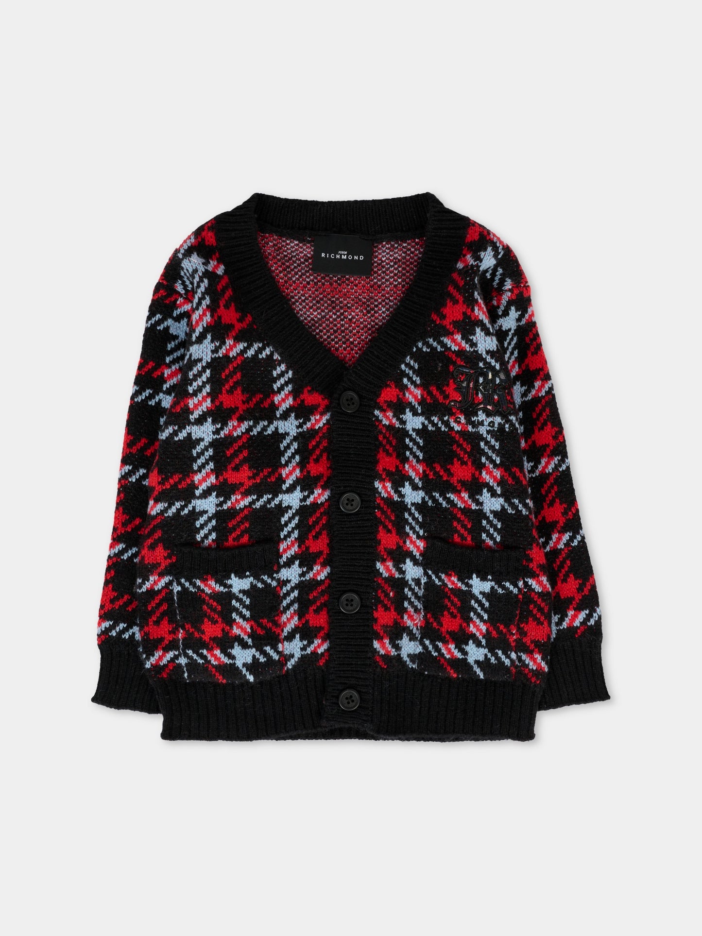 Cardigan nero per neonato con logo,Richmond,RIA25033CD CHECK KNITTED BOY