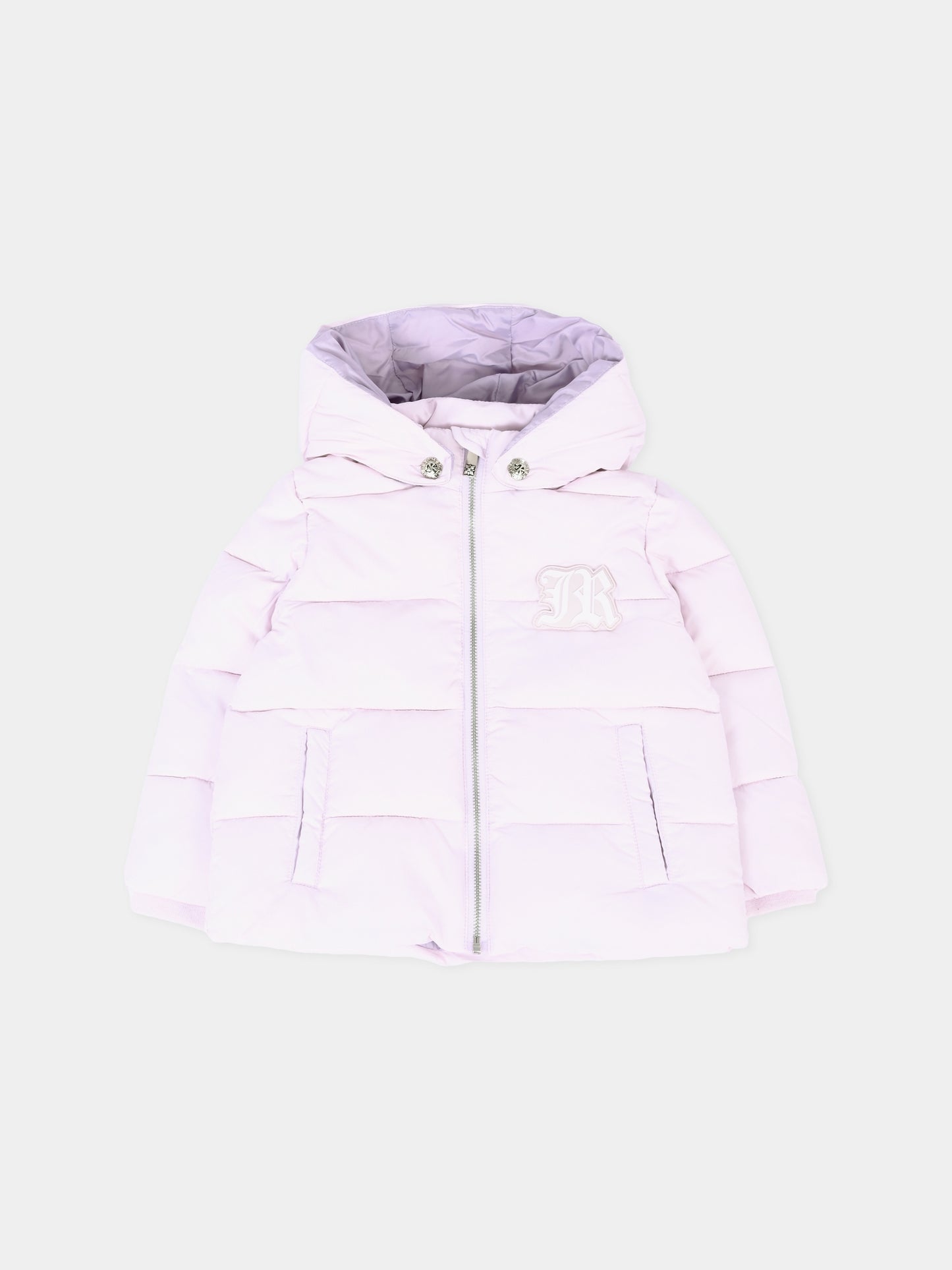 Piumino lilla per neonata con logo,Richmond,RIA25021PI ORCHID ICE