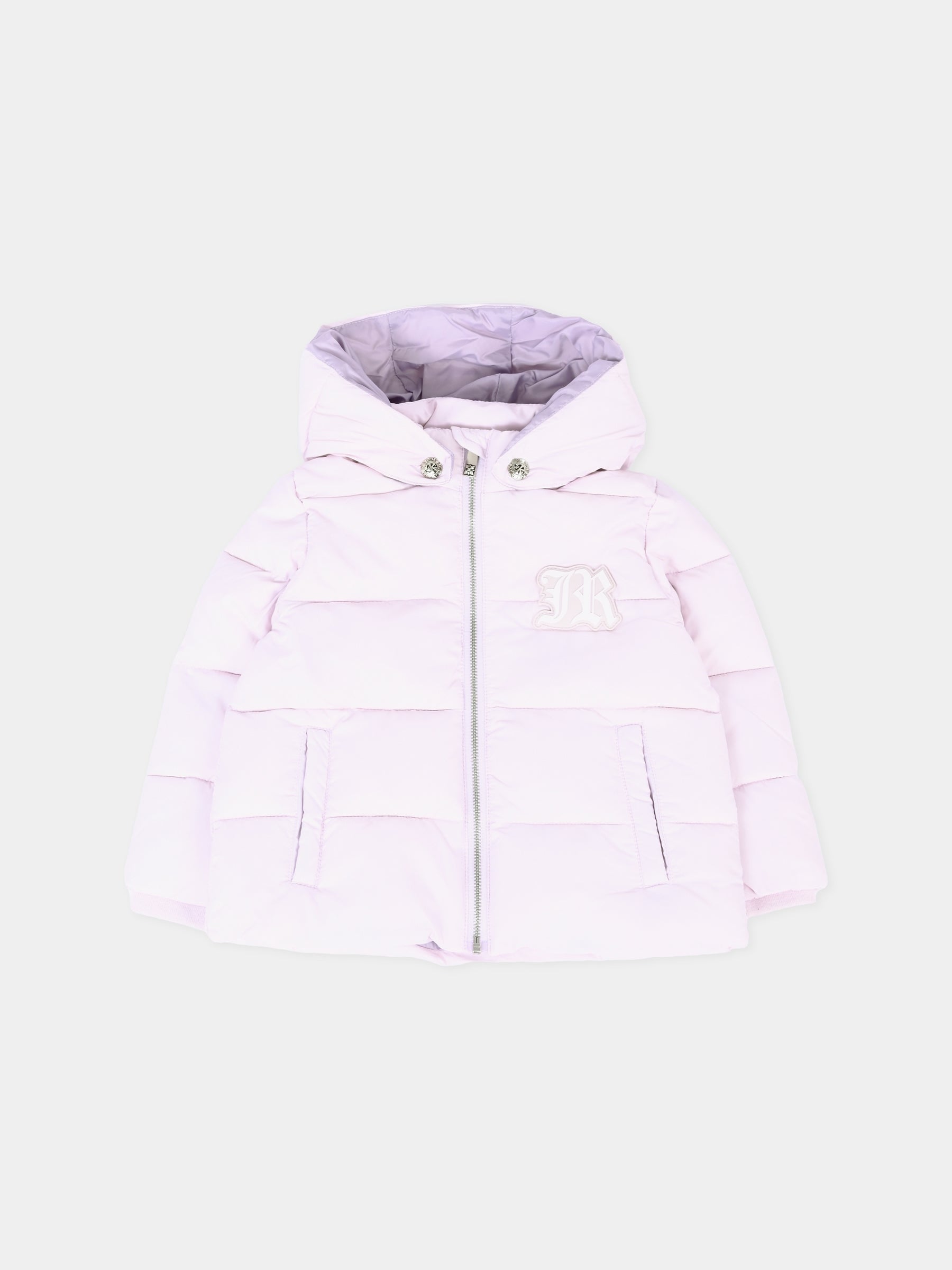 Piumino lilla per neonata con logo,Richmond,RIA25021PI ORCHID ICE