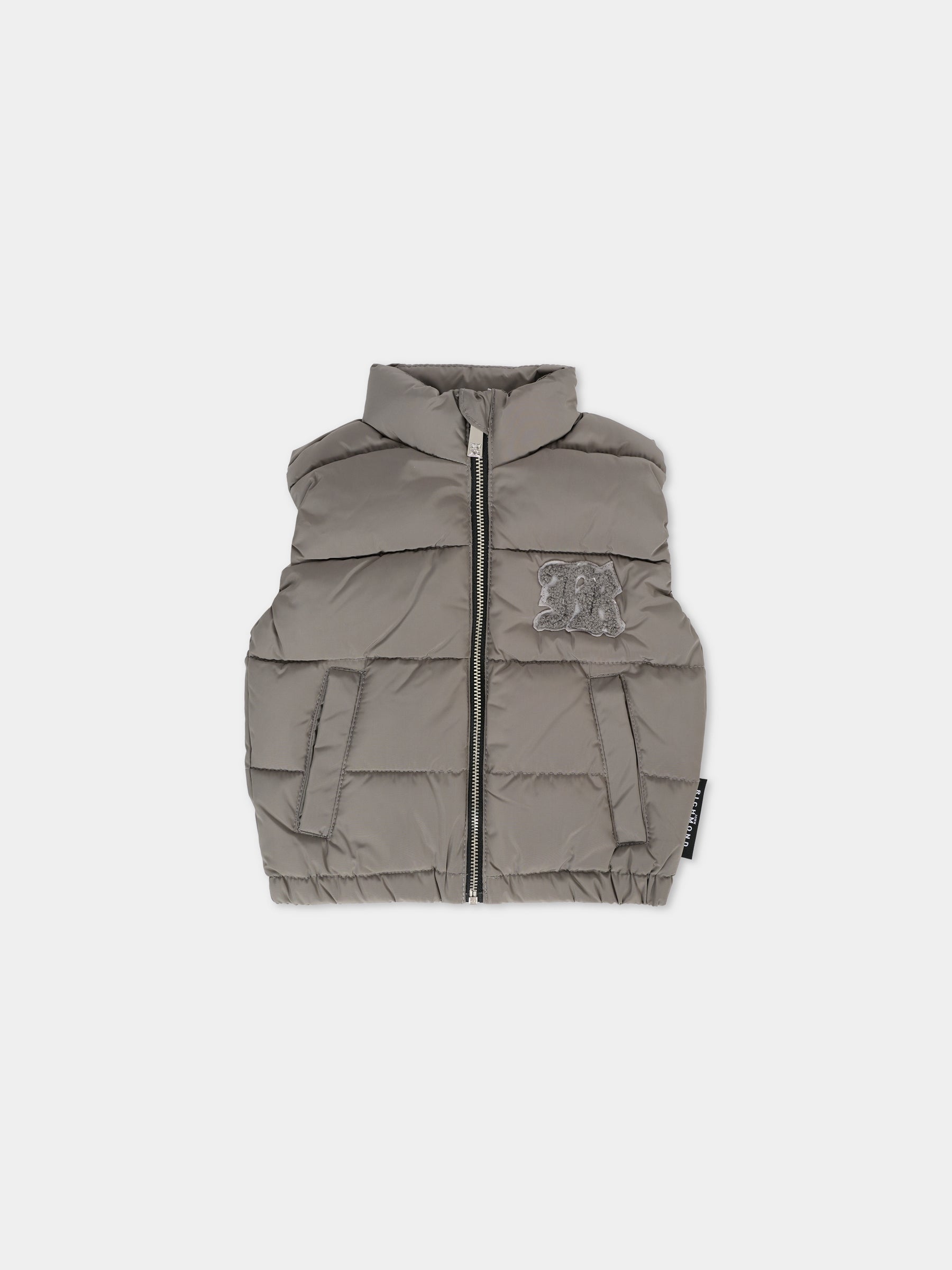 Gilet grigio per neonato con logo,Richmond,RIA25008GT GREY STEEL