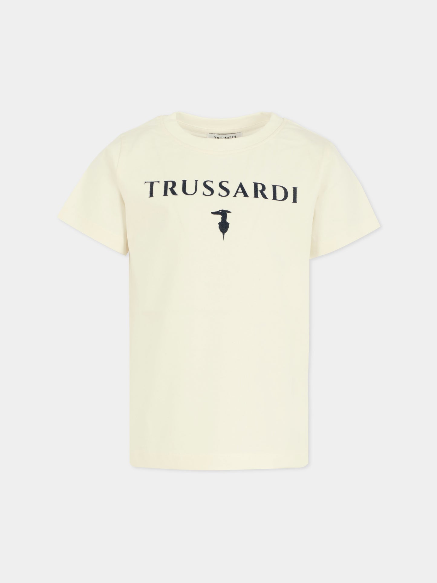 T-shirt bianca per bambino con logo,Trussardi Junior,TBA25003TS OFF-WHITE