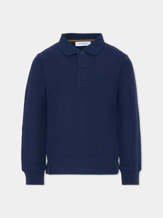 Polo blu per bambino con logo,Trussardi Junior,TBA25013PO PEACOAT