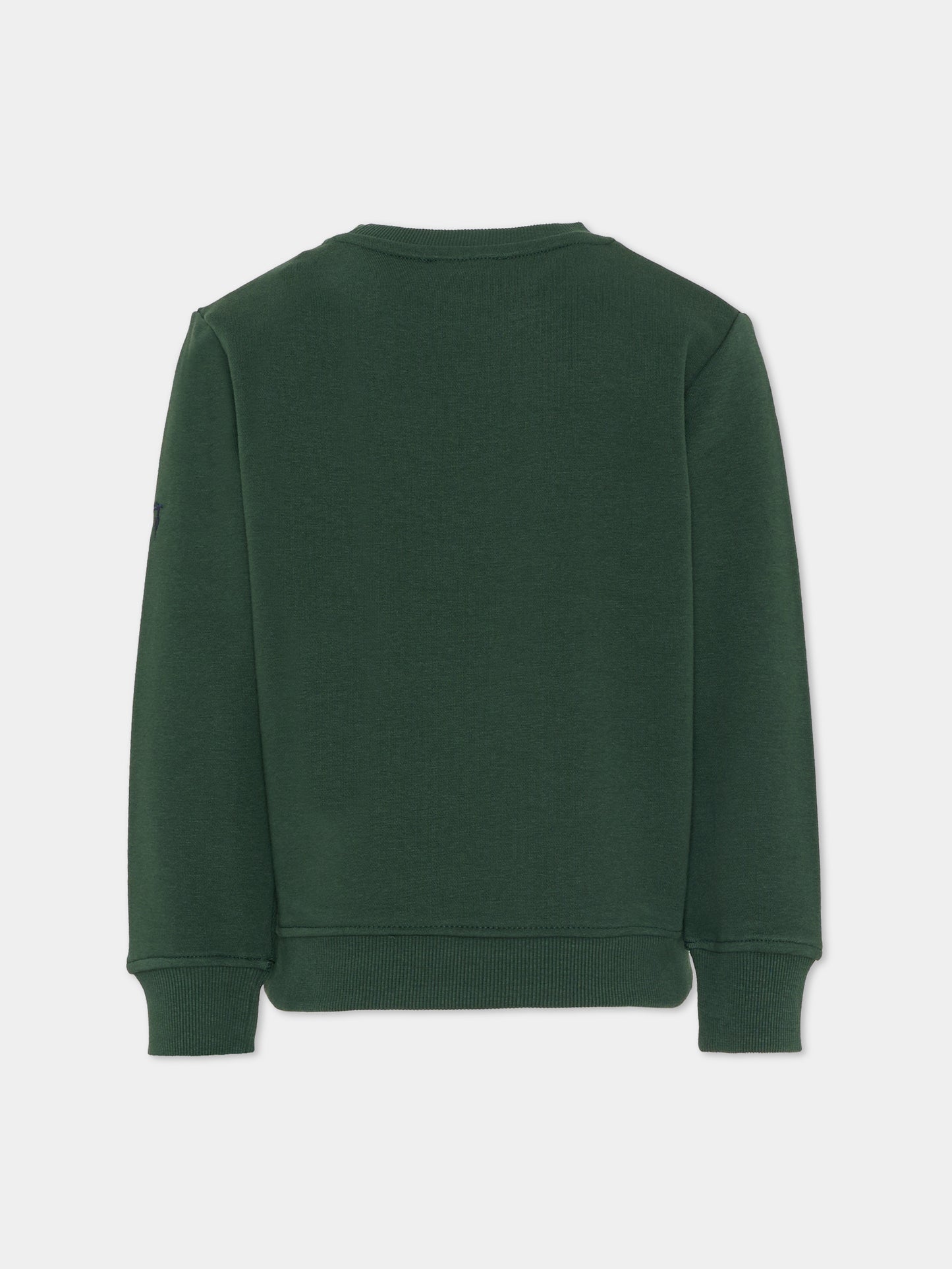 Felpa verde per bambino con logo,Trussardi Junior,TBA25097FE PINENEEDLE