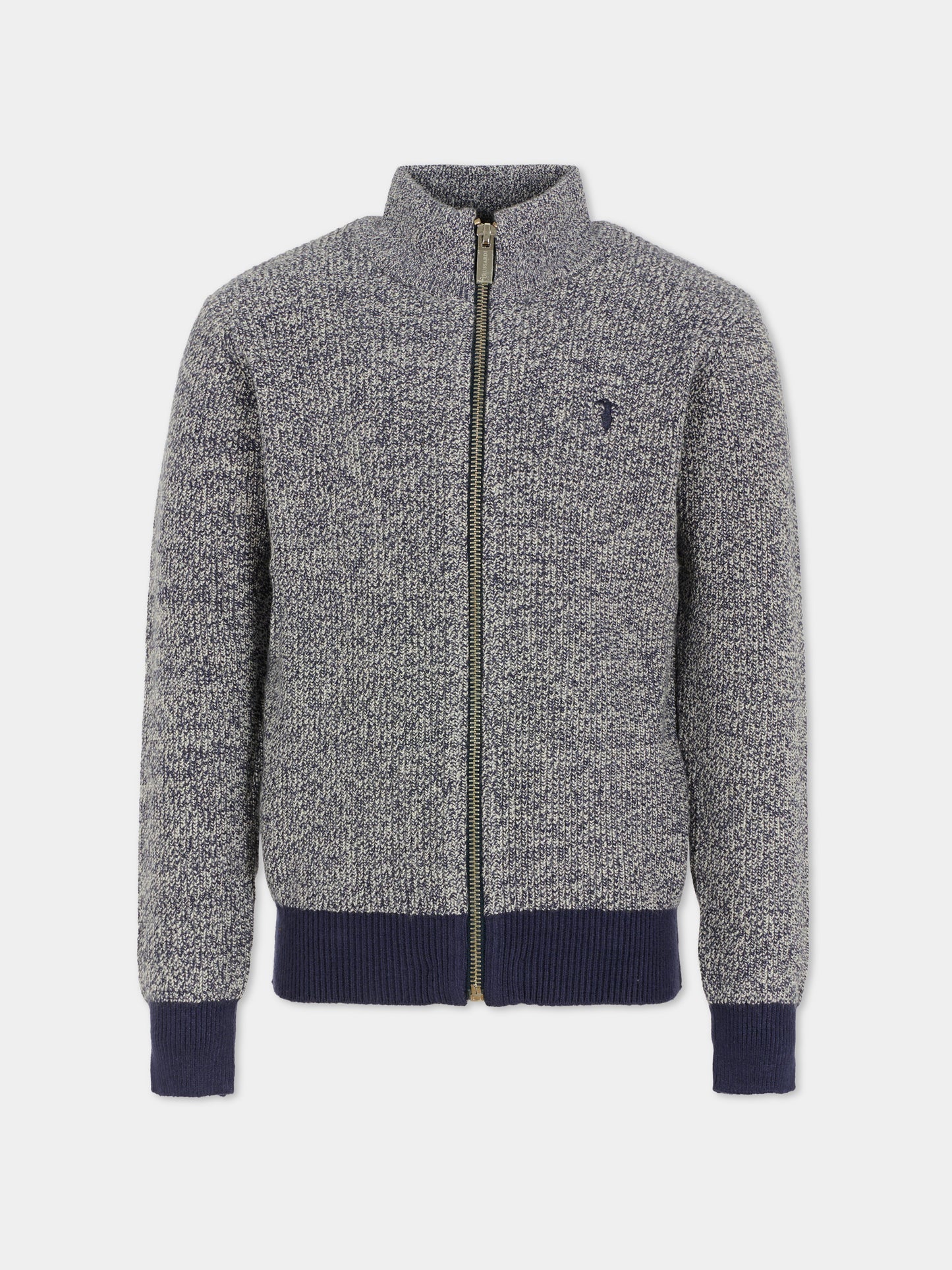 Cardigan blu per bambino con logo,Trussardi Junior,TBA25018CD PEACOAT