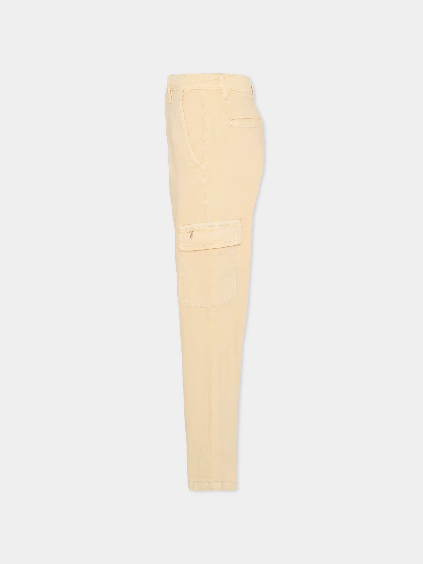 Pantaloni beige per bambino con logo ricamato,Trussardi Junior,TBA25035PA NEW ECRU