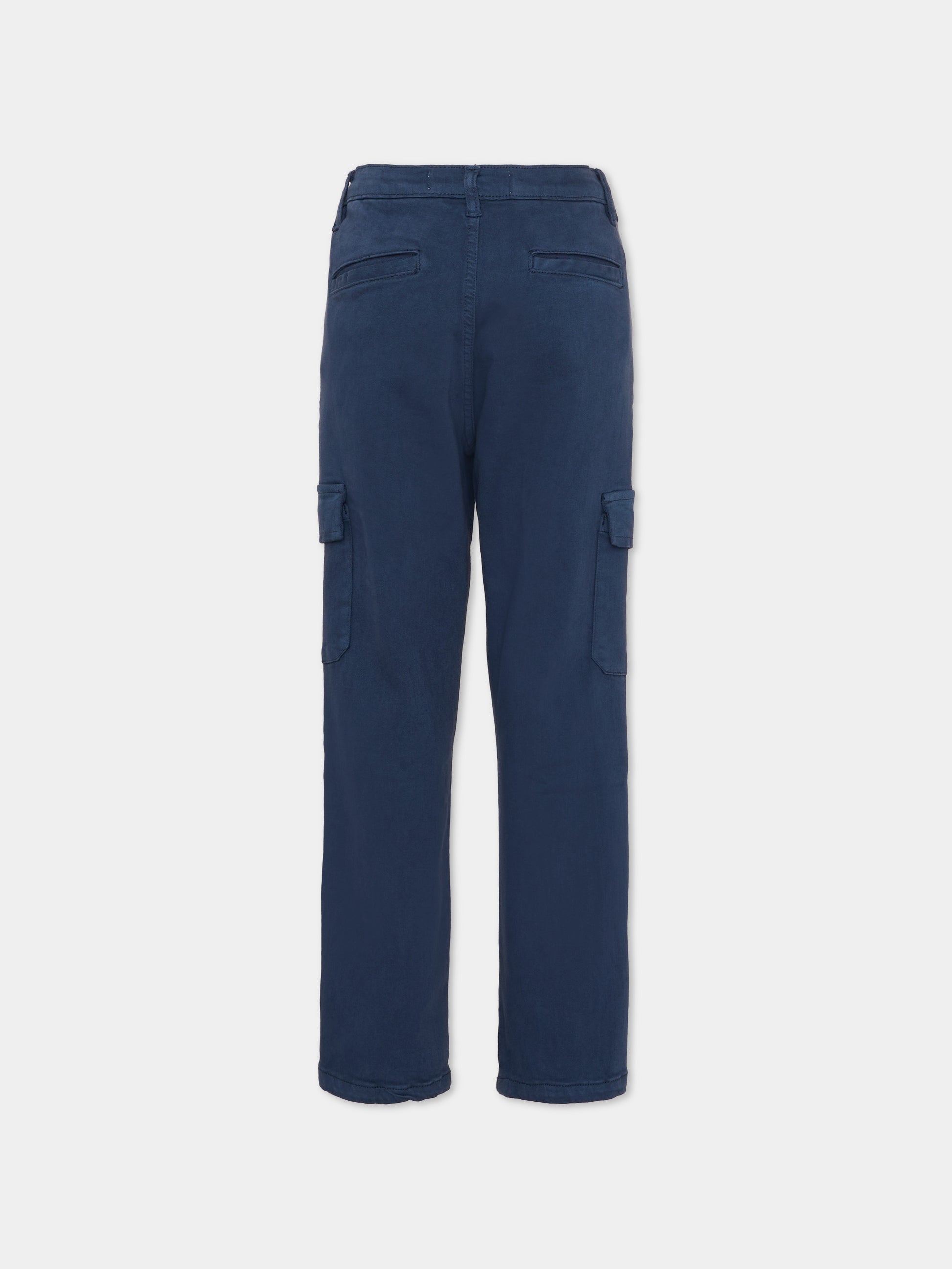 Pantaloni blu per bambino con logo ricamato,Trussardi Junior,TBA25035PA PEACOAT
