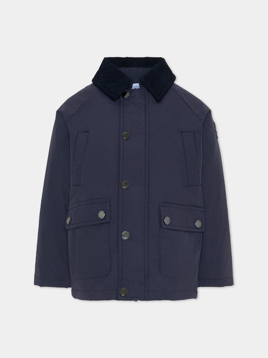 Giubbotto blu per bambino con logo,Trussardi Junior,TBA25092GB PEACOAT