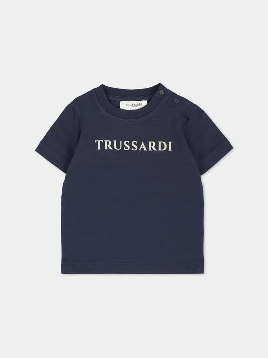 T-shirt blu per neonato con logo,Trussardi Junior,TIA25014TS PEACOAT