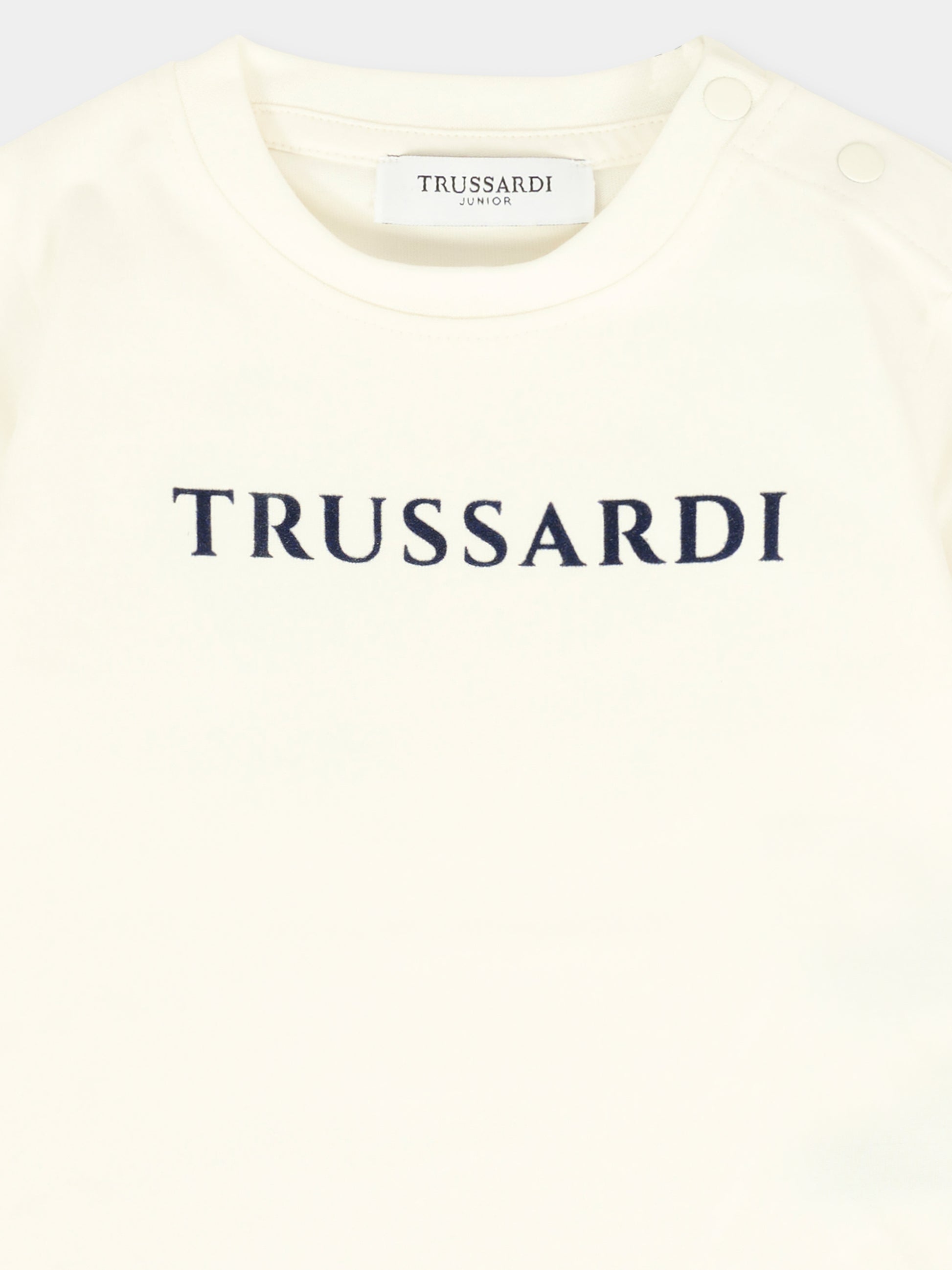 T-shirt bianca per neonato con logo,Trussardi Junior,TIA25014TS OFF-WHITE