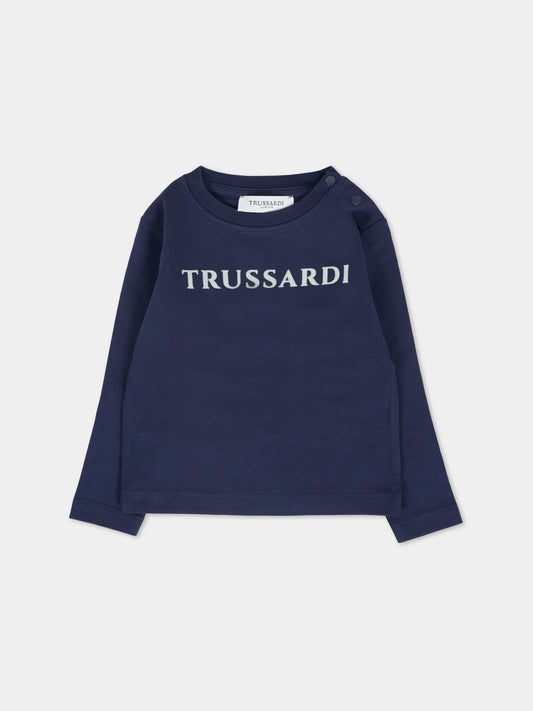 T-shirt blu per neonato con logo,Trussardi Junior,TIA25017TS PEACOAT