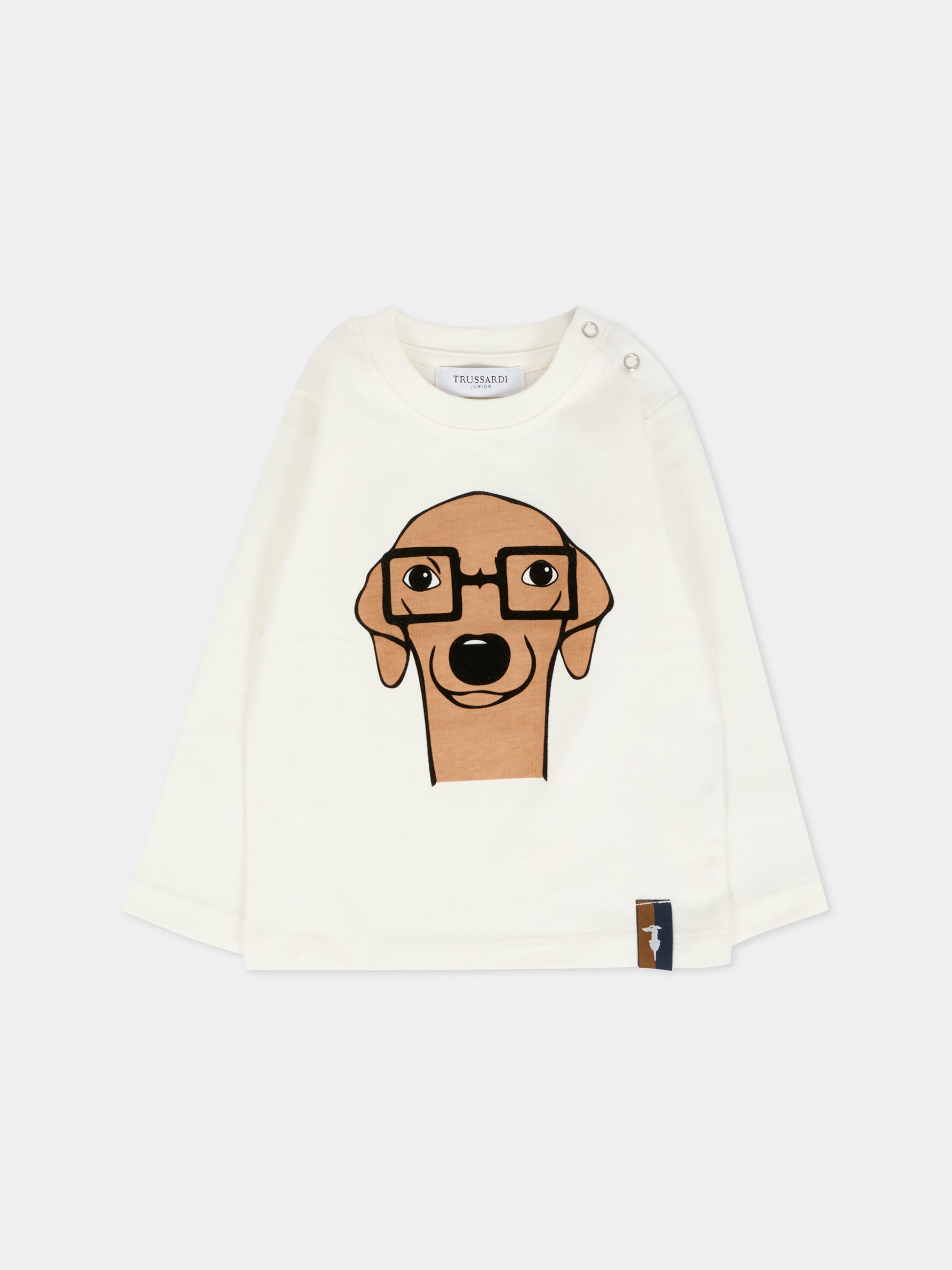 T-shirt avorio per neonato con cane,Trussardi Junior,TIA25073TS OFF-WHITE