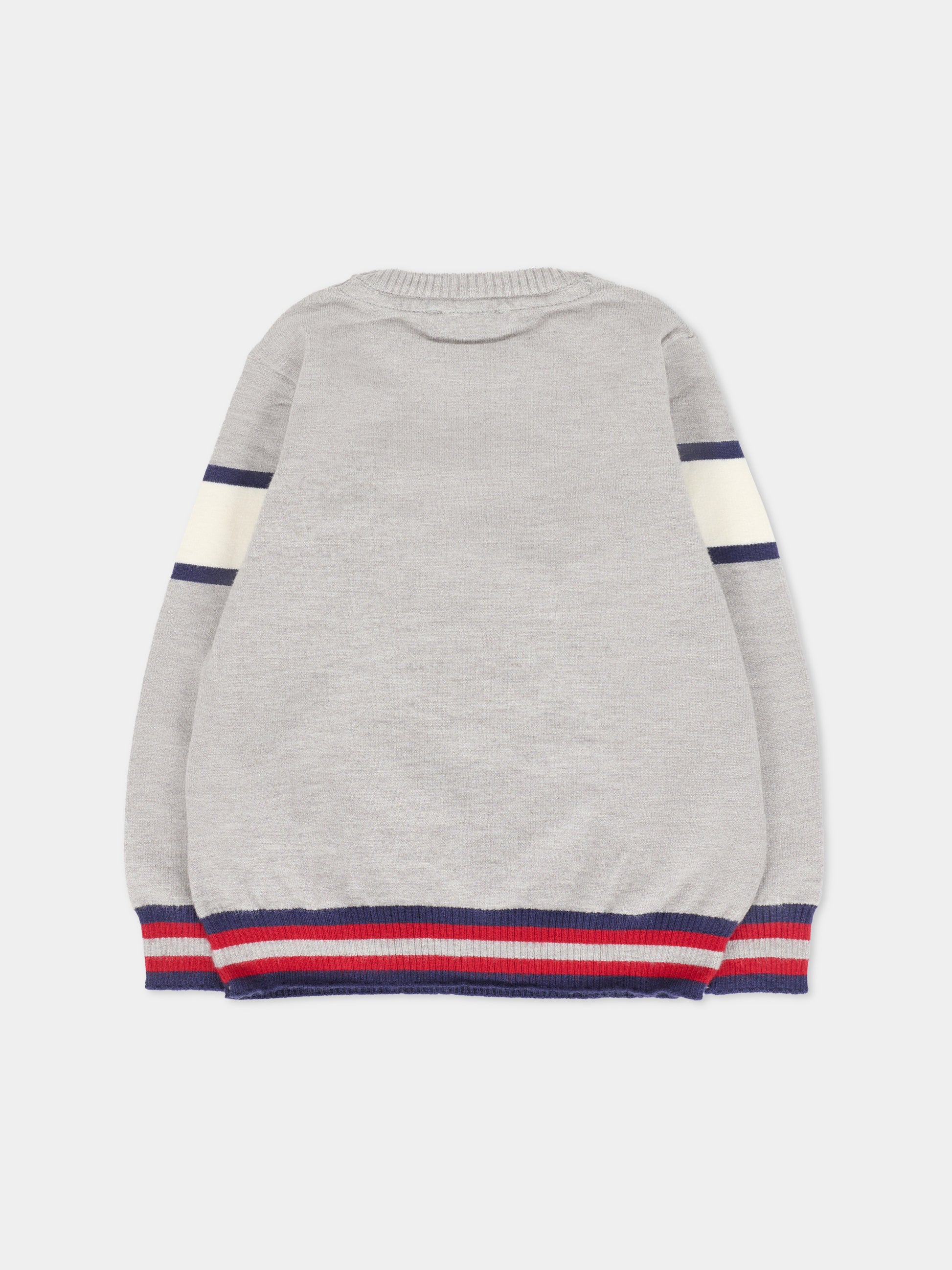 Maglione grigio per neonato con logo,Trussardi Junior,TIA25030MA GREY MEDIUM MELANGE