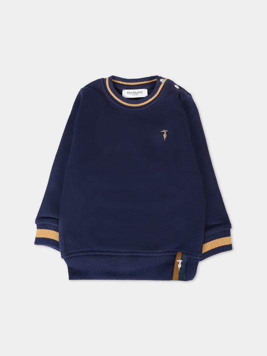 Felpa blu per neonato con logo ricamato,Trussardi Junior,TIA25080FE PEACOAT