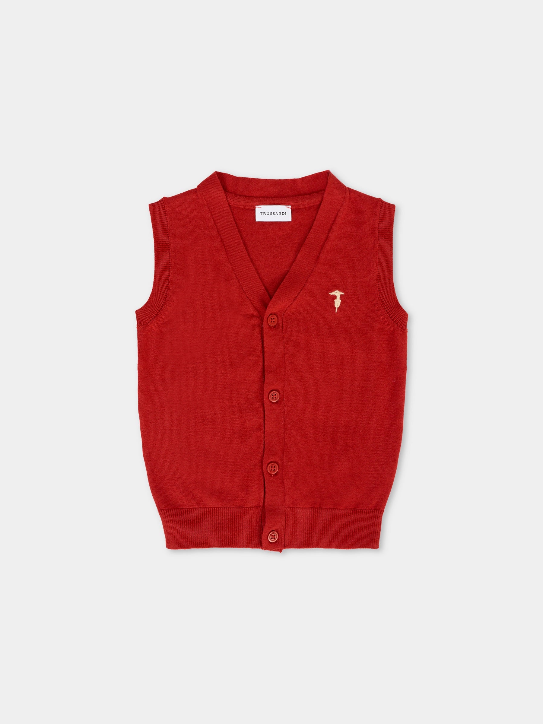 Gilet rosso per neonato con logo avorio,Trussardi Junior,TIA25027GL EMBOLDENED