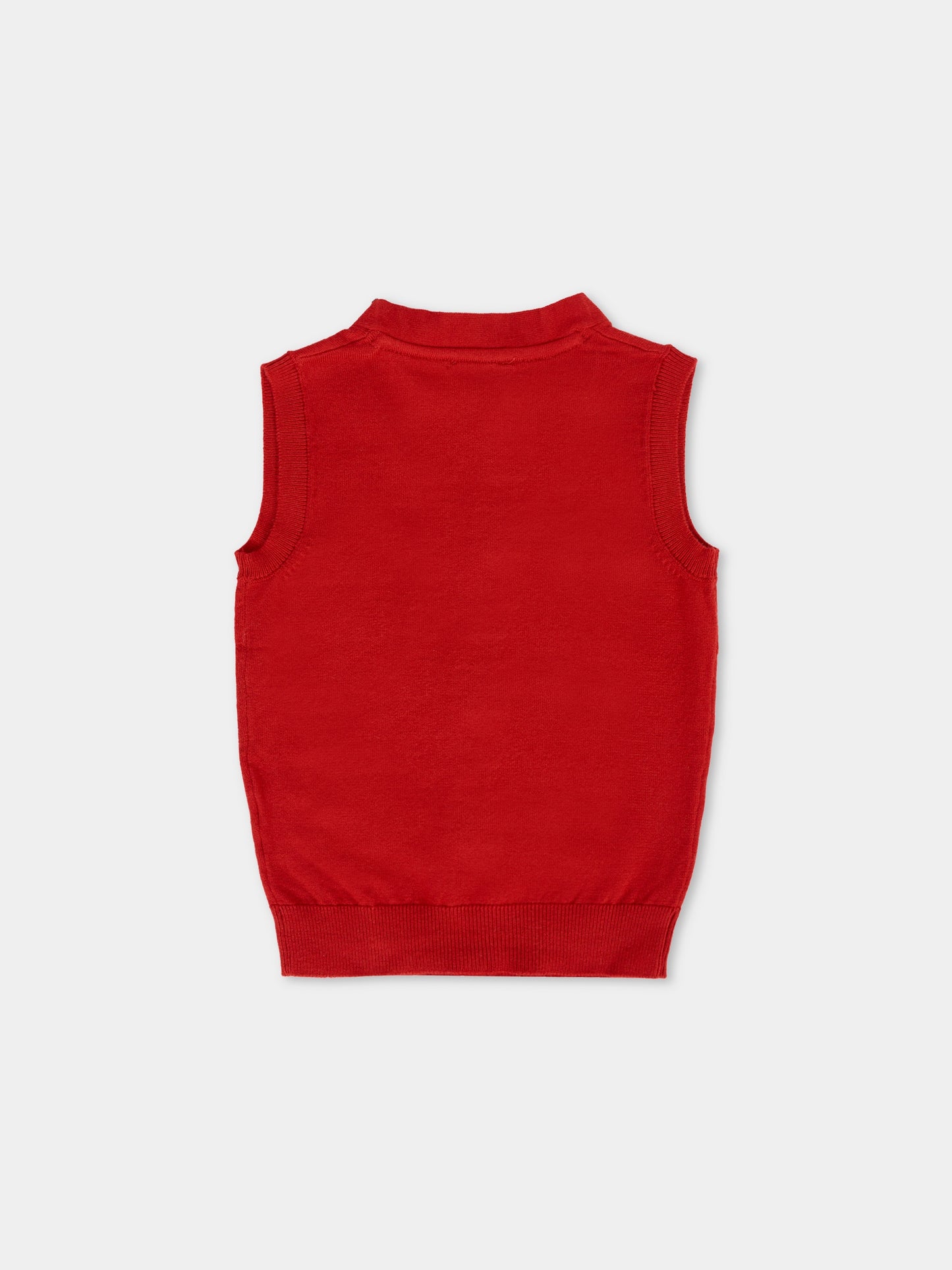 Gilet rosso per neonato con logo avorio,Trussardi Junior,TIA25027GL EMBOLDENED
