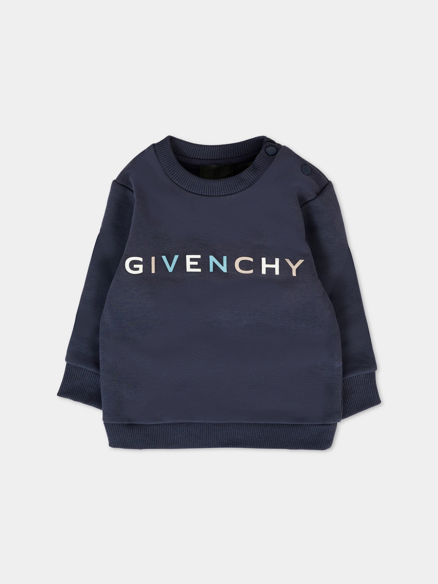 Felpa blu per neonato con logo,Givenchy Kids,H30884 853