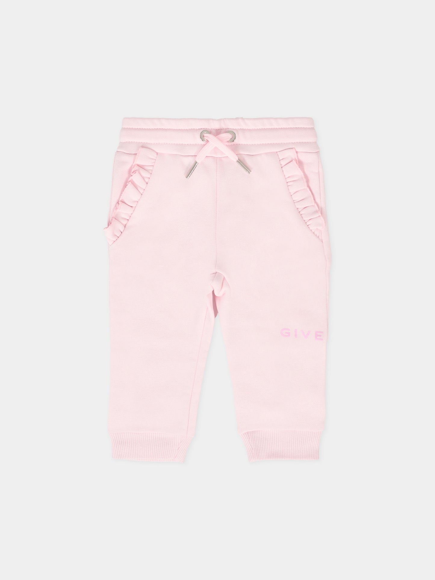 Pantaloni rosa per neonata con logo,Givenchy Kids,H30896 44Z