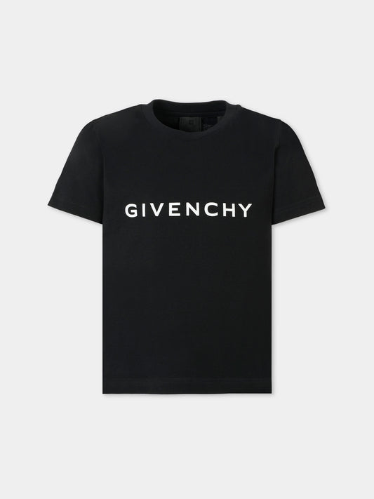T-shirt nera per bambini con logo,Givenchy Kids,H30952 09B