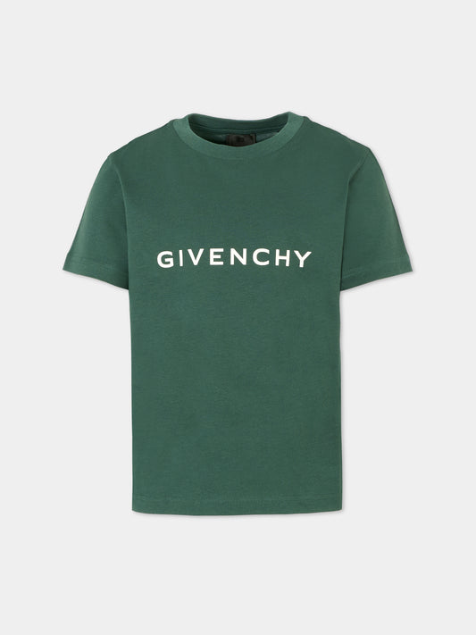 T-shirt verde per bambini con logo,Givenchy Kids,H30952 672