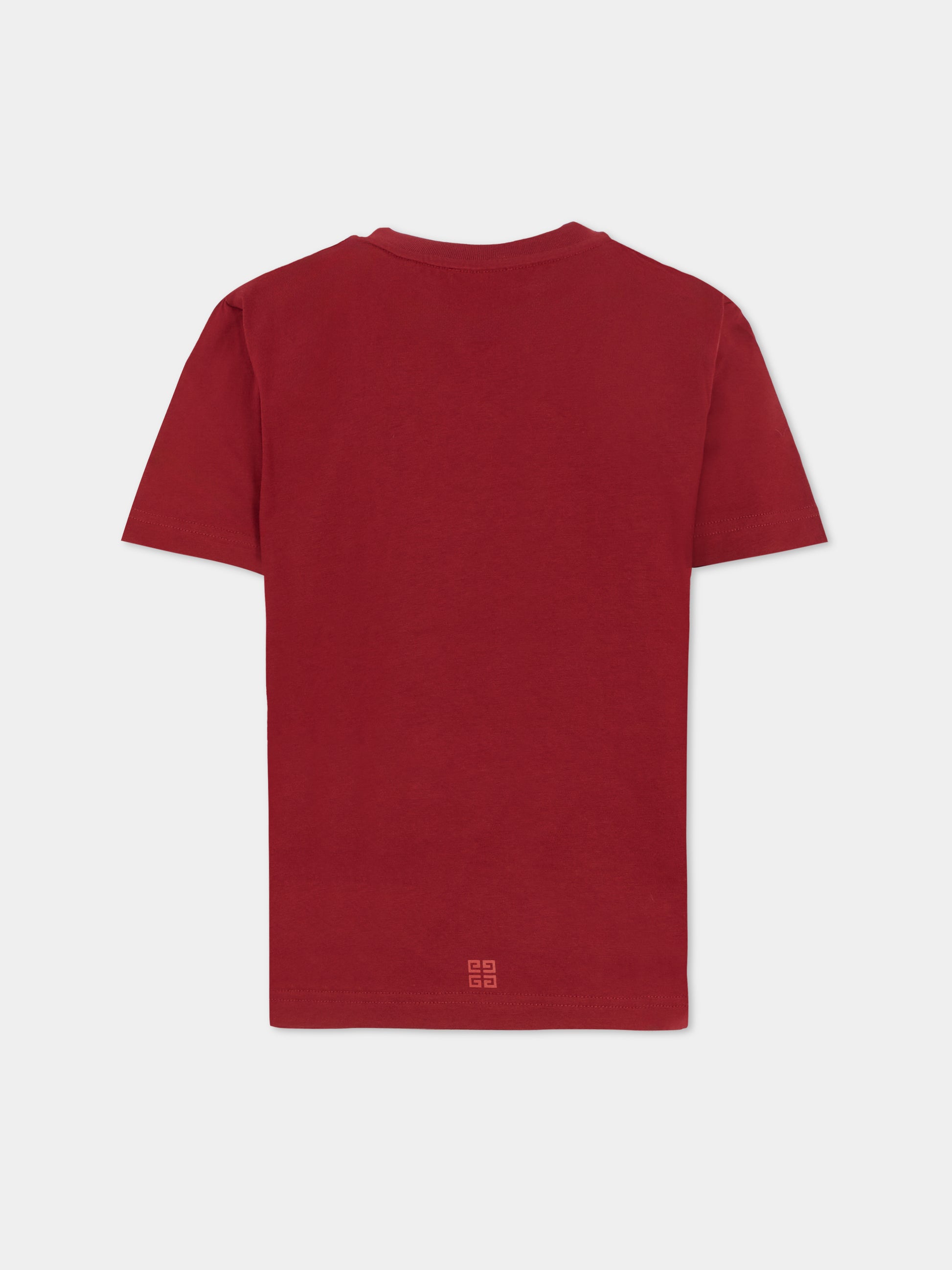 T-shirt bordeaux per bambini con logo,Givenchy Kids,H30952 95C