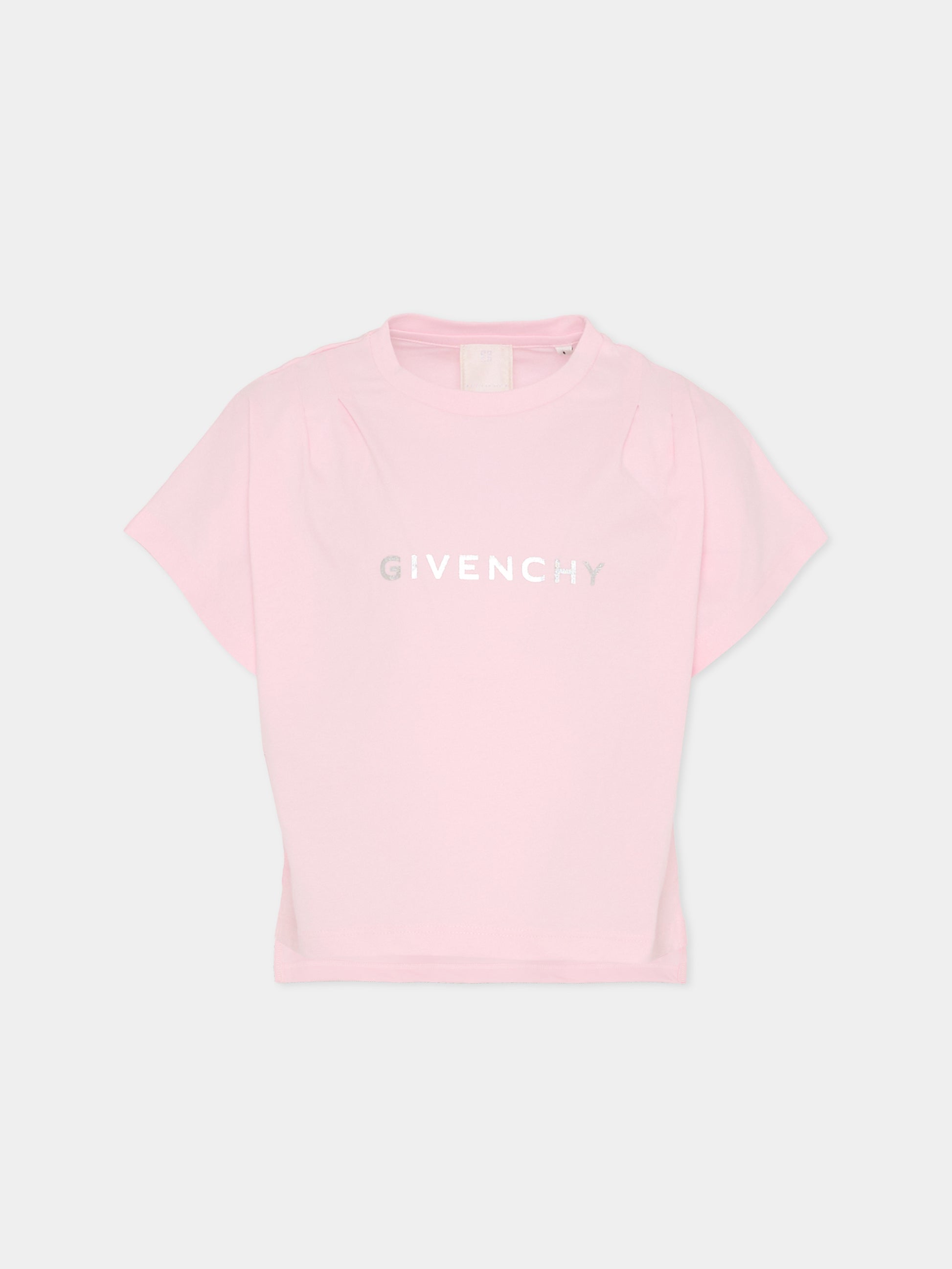 T-shirt rosa per bambina con logo,Givenchy Kids,H31010 44Z