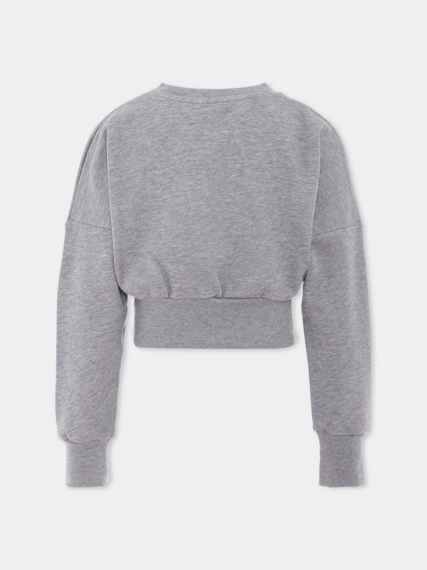 Felpa grigia con logo bordeaux per bambina,Versace,1020639 1A14889 6E780