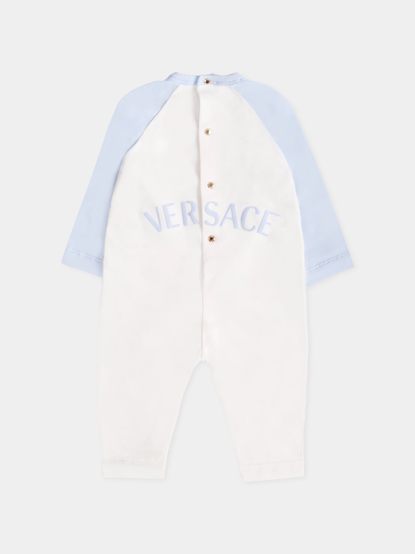 Set tutina avorio e celeste con Medusa per neonato,Versace,1020944 1A15224 2VH80