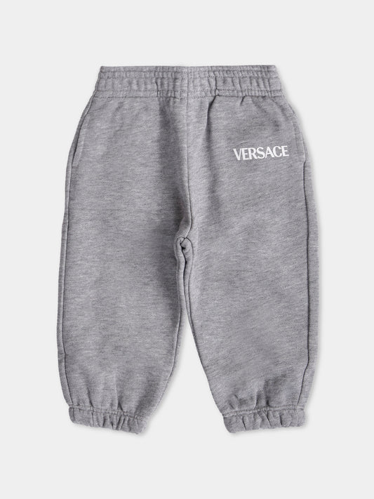 Pantaloni sportivi grigi con logo per neonati,Versace,1018580 1A15326 2E000