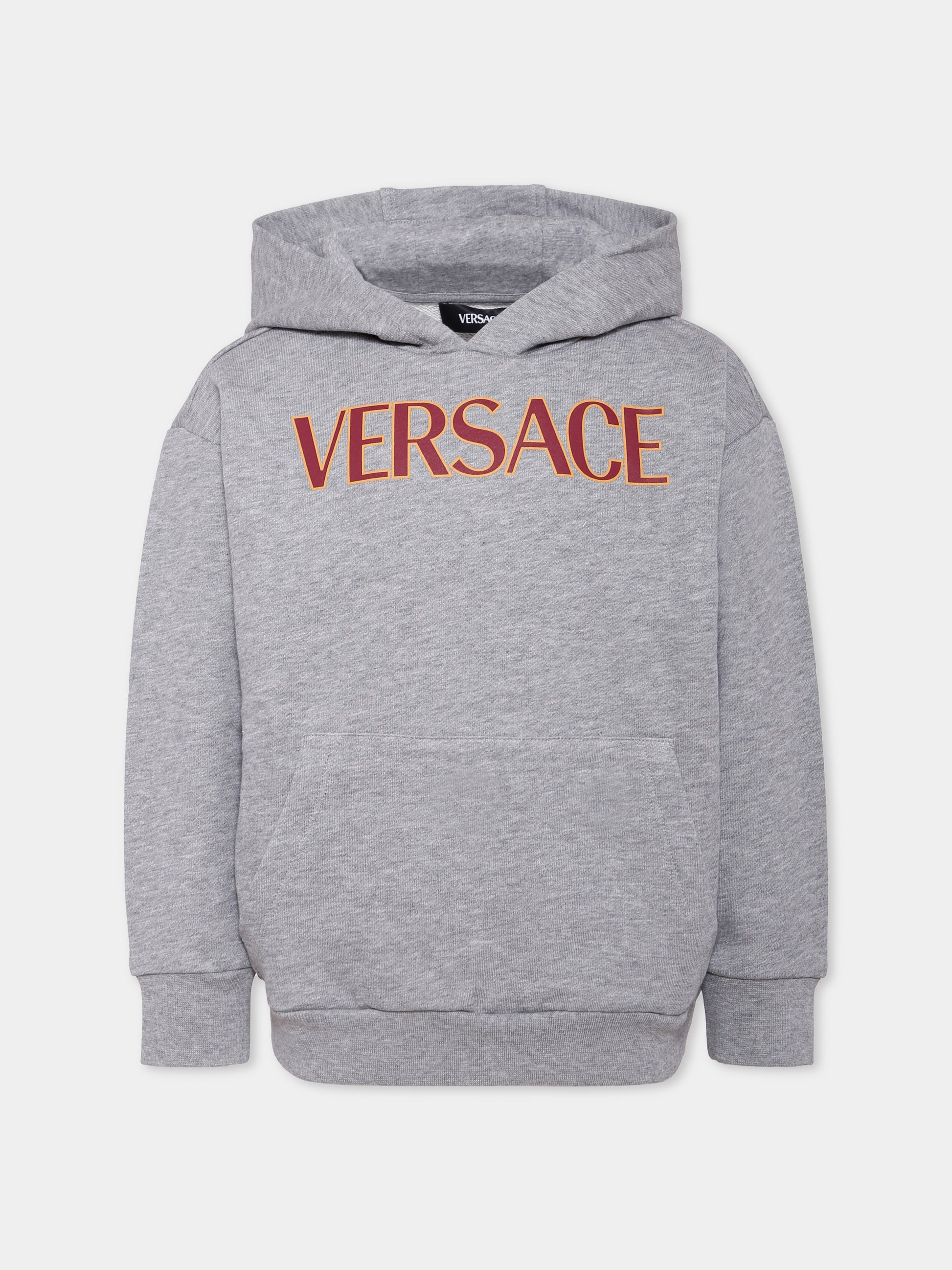 Felpa grigia per bambini con logo,Versace,1020644 1A14889 6E780