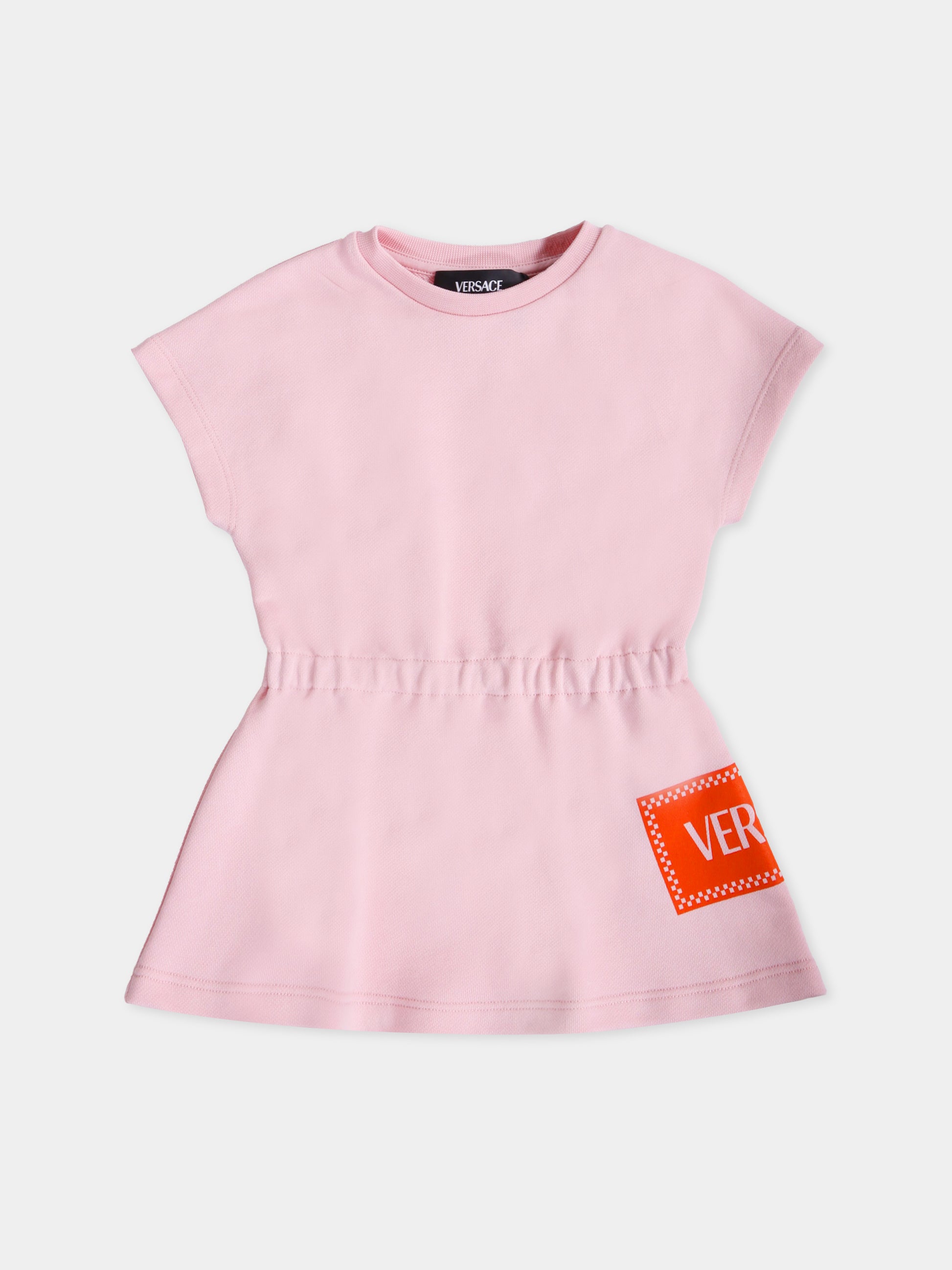 Vestito rosa con '90s vintage logo per neonata,Versace,1021033 1A13182 2PZ60