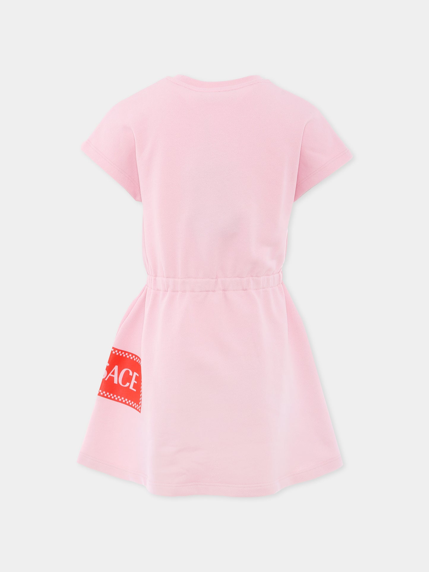 Vestito rosa con '90s vintage logo per bambina,Versace,1021033 1A13182 2PZ60
