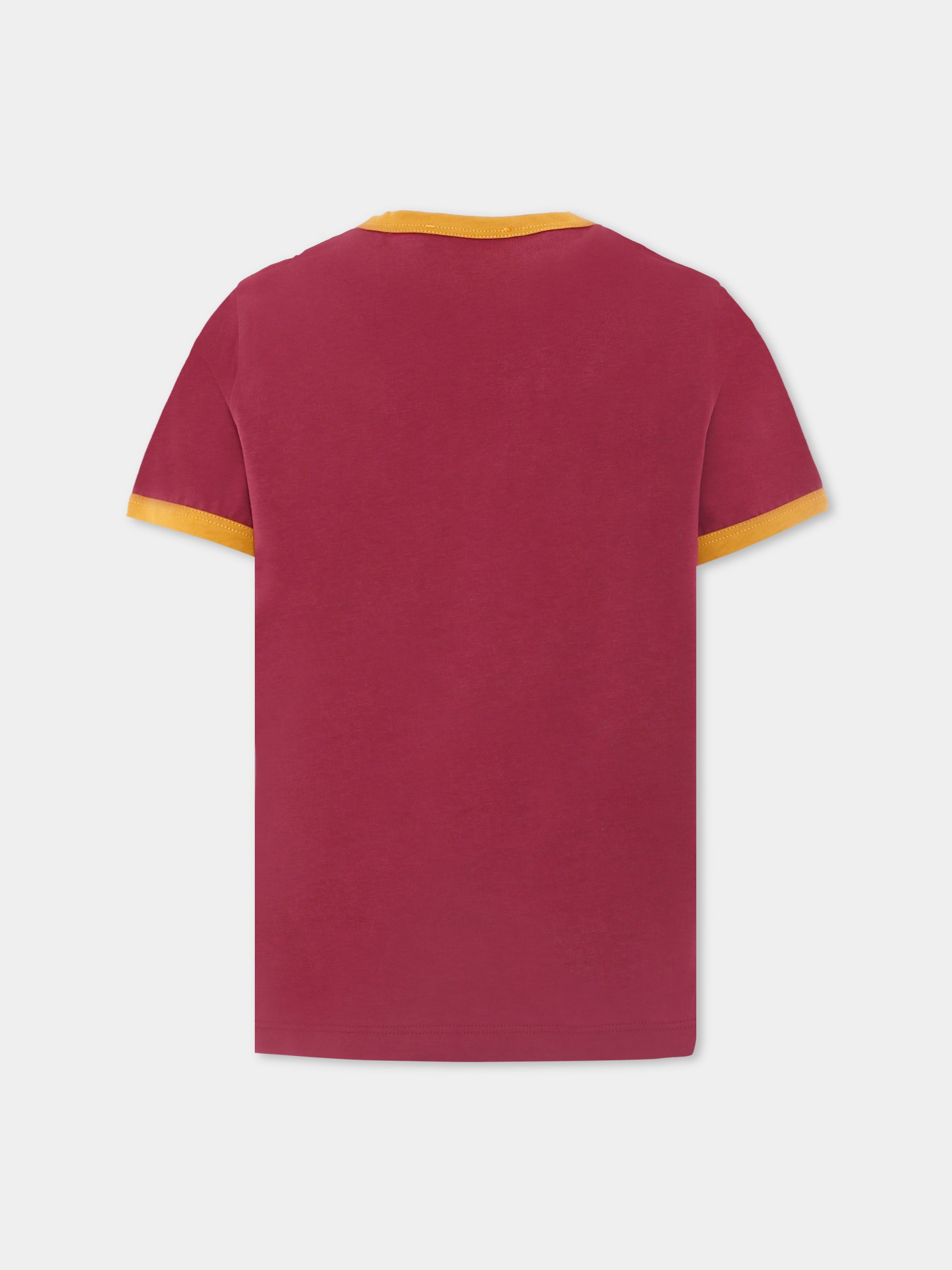 T-shirt bordeaux con logo avorio per bambini,Versace,1020651 1A14933 6R590