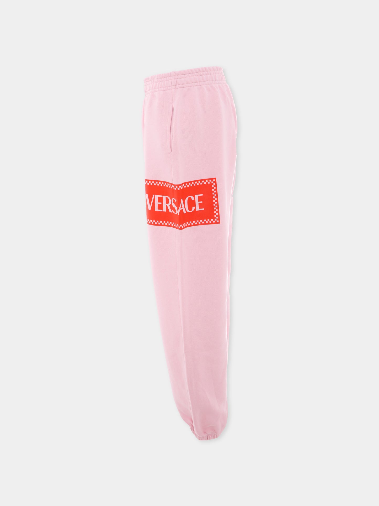 Pantaloni sportivi rosa con '90s vintage logo per bambina,Versace,1018341 1A13182 2PZ60