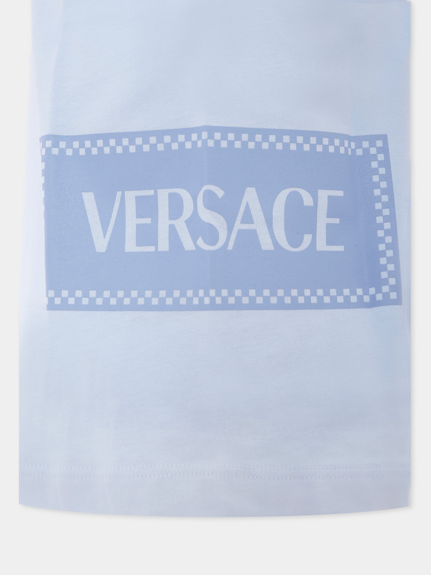 T-shirt celeste con '90s vintage logo per bambino,Versace,1018570 1A15441 2VK90