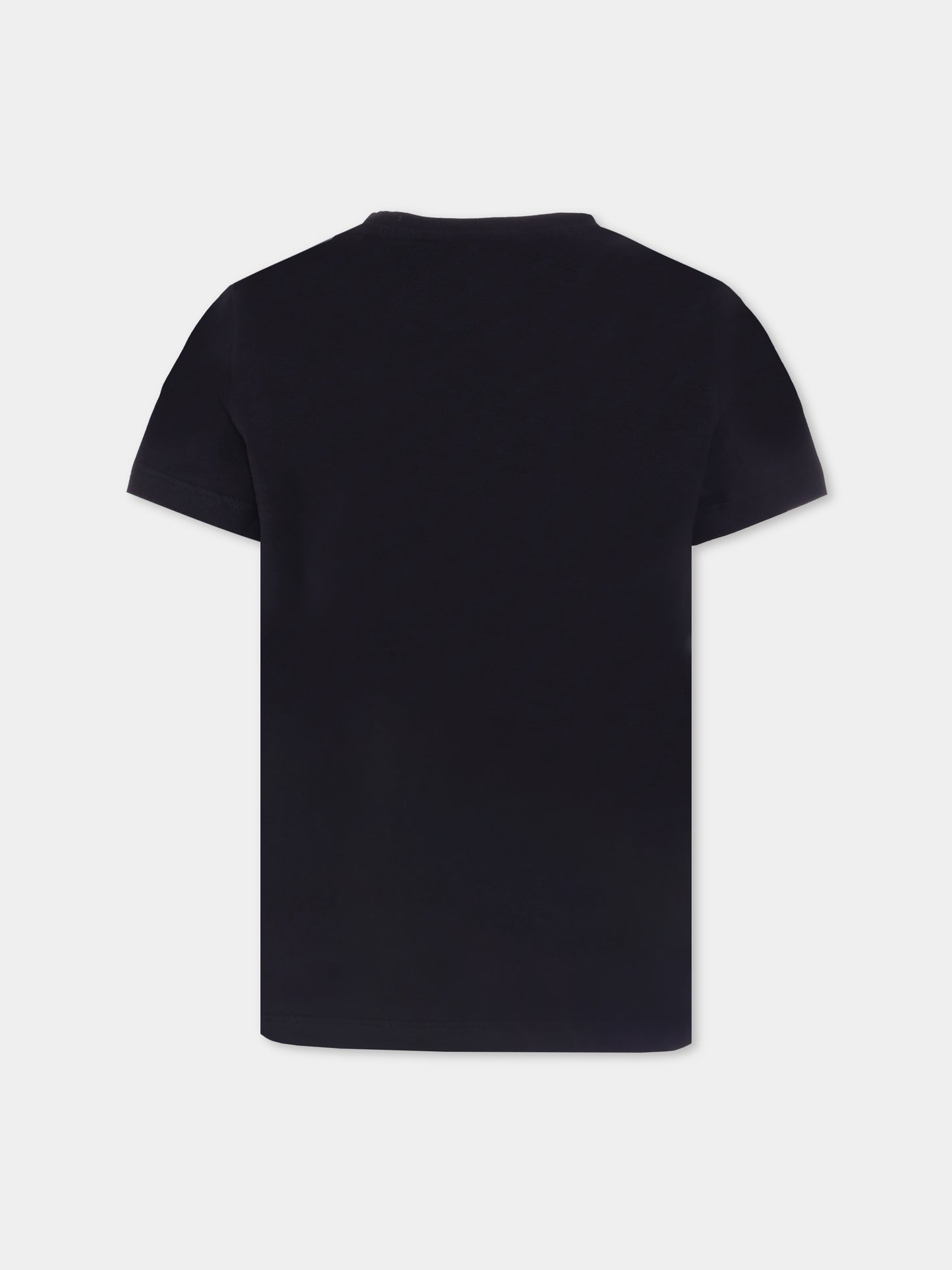 T-shirt nera con '90 vintage logo e spille per bambini,Versace,1018342 1A14910 2BV60