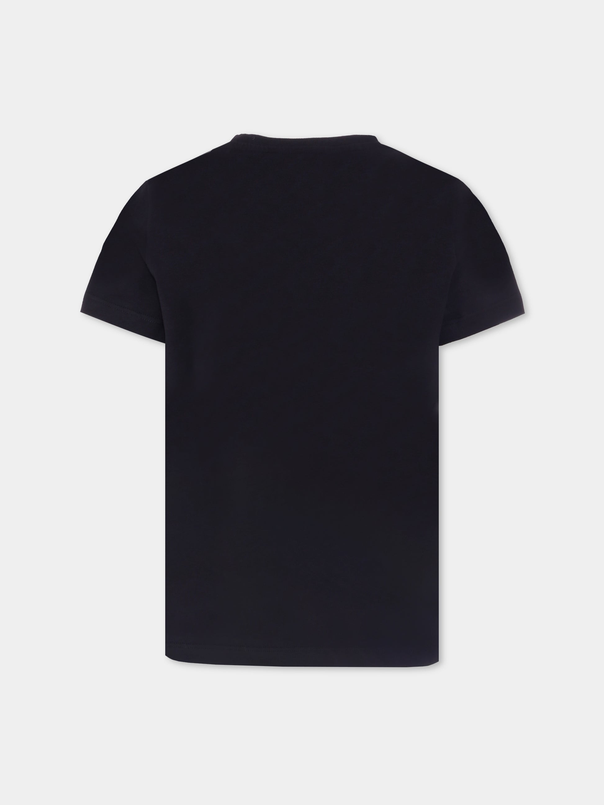 T-shirt nera con '90 vintage logo e spille per bambini,Versace,1018342 1A14910 2BV60